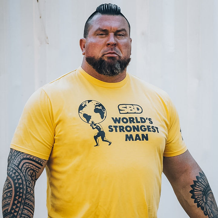 World's Strongest Man T-Shirt 2021 - Sunrise Yellow-SBD Apparel Canada